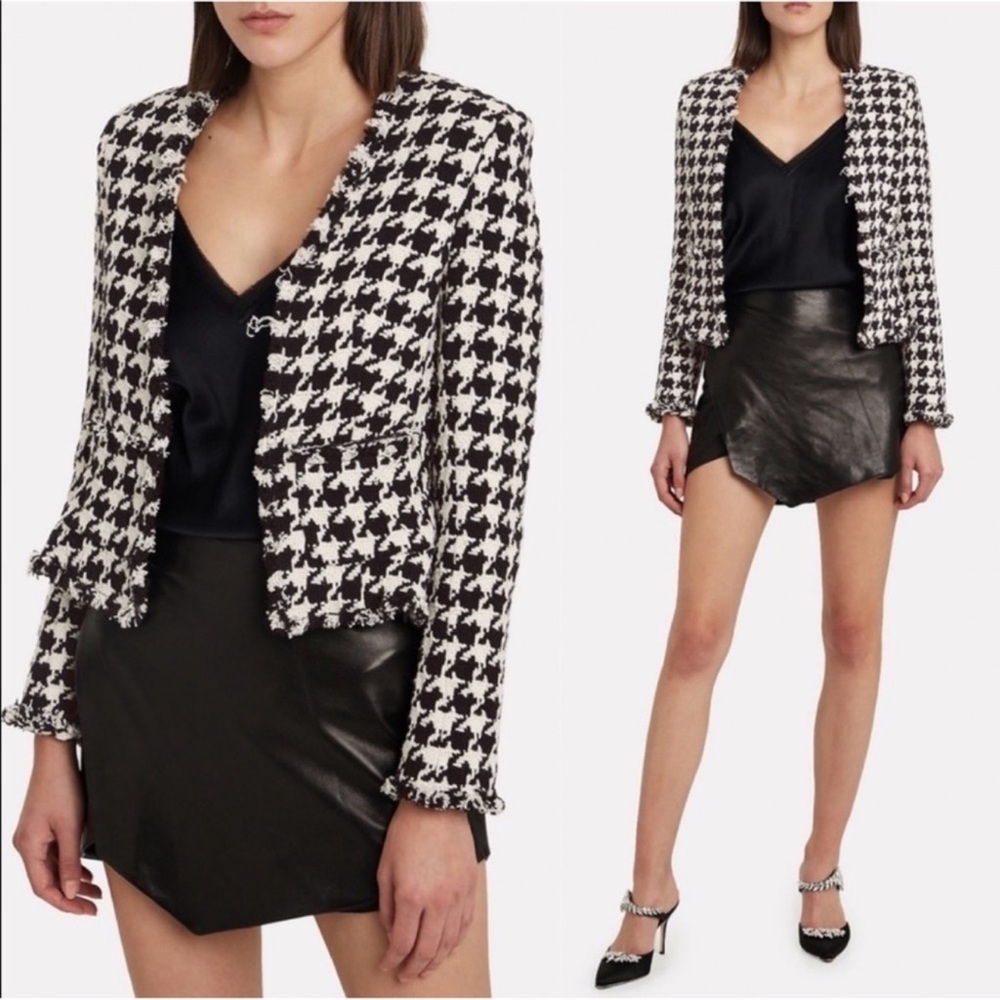 L'Agence Adette Houndstooth Tweed Jacket NWOT - Picture 2 of 10